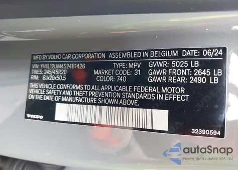 2025 Volvo Xc40 B5 Ultra Dark Theme из США, поврежденный, VIN YV4L12UM4S2481426